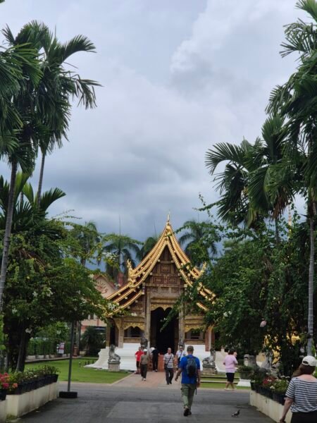 Chiang-Mai-temple-scene Everyday street scene in Thailand showing quiet daily life