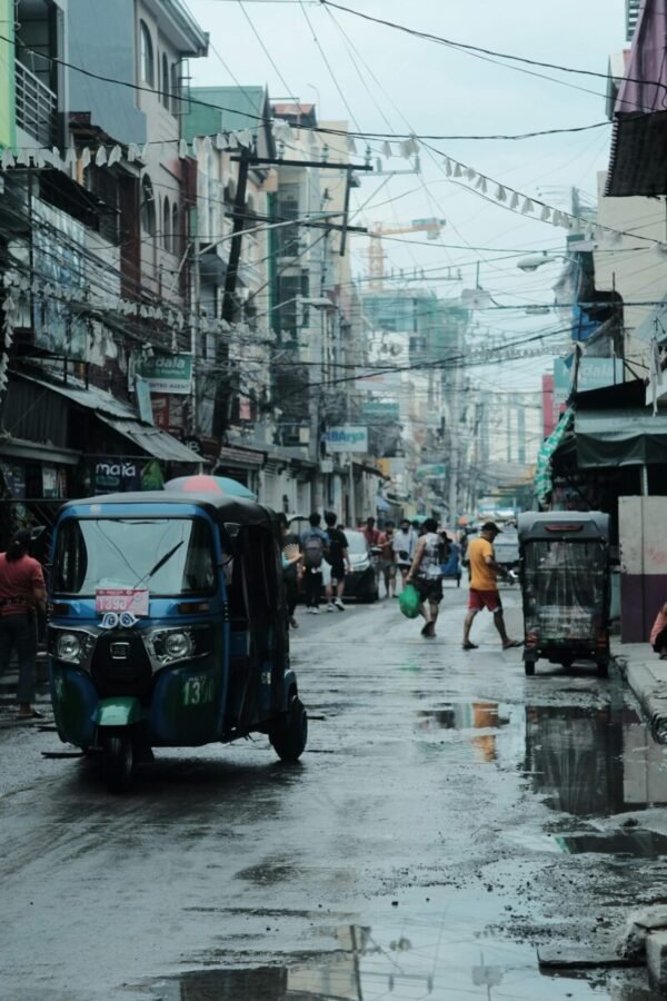 Busy street scene in Phuket during the day