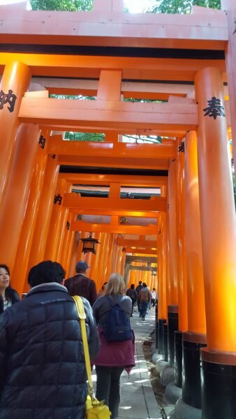 Crowds gathered near a popular temple in Kyoto