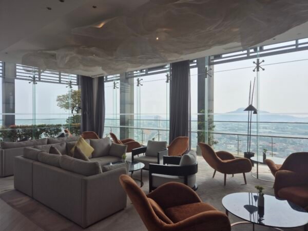 modern club lounge with city and mountain view live in hotels