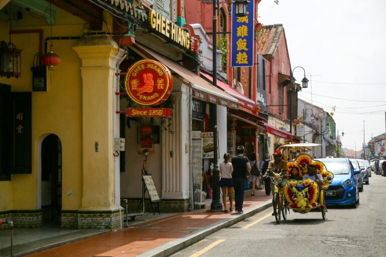 Street scene in George Town Penang showing Penang is harder than expected