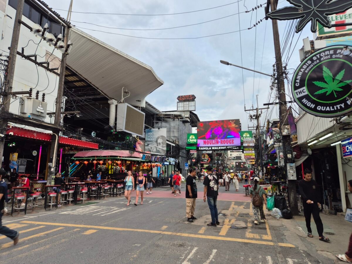bangla-road-patong-dusk-quiet Bangla Walking Street, Patong, at dusk, still quiet before the nightlife strip fully opens for the evening.